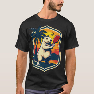 Capybara Pickleball Club Retro Logo Vintage Sports T-Shirt