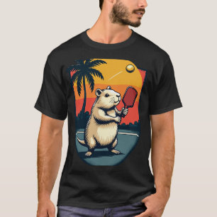 Capybara Pickleball Club Retro Sports Logo T-Shirt