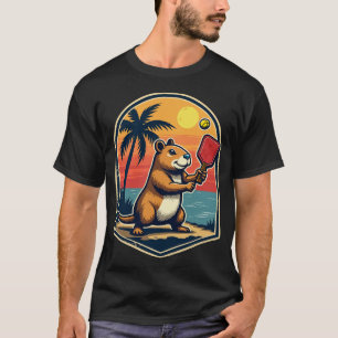 Capybara Pickleball Club Retro Sports Logo T-Shirt