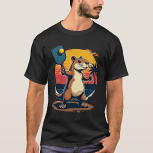 Capybara Pickleball Club Retro Sports Logo T-Shirt