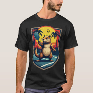Capybara Pickleball Club Retro Sports Logo Vintage T-Shirt