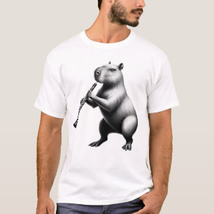 Capybara Playing Oboe Oboist Oboe Player T-Shirt