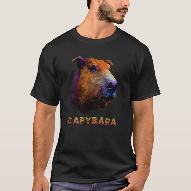 Capybara Polygon Capibara Wildlife Low Poly Animal T-Shirt (Front)