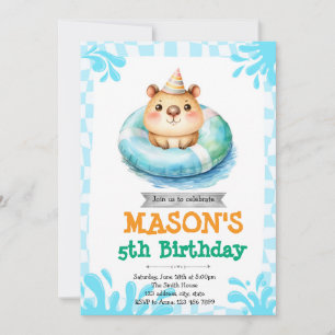 Capybara pool party invitation