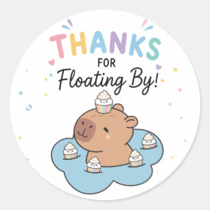 Capybara Pool Party Thank You Classic Round Sticker