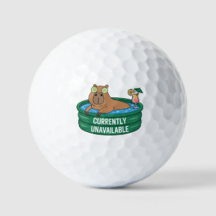 Capybara Pool Relaxation Typography Graphic Golf Balls