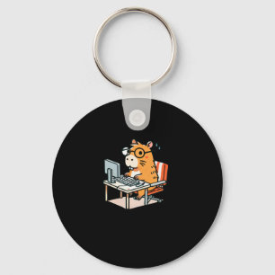 Capybara Programmer Working On The Computer Sticke Keychain