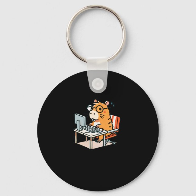 Capybara Programmer Working On The Computer Sticke Keychain (Front)