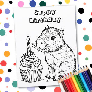 Capybara Pun Anniversaire Page de coloriage