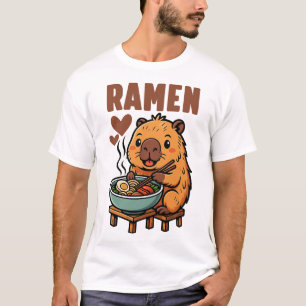 Capybara Ramen Funny Capybara Eating Noodles Anime T-Shirt