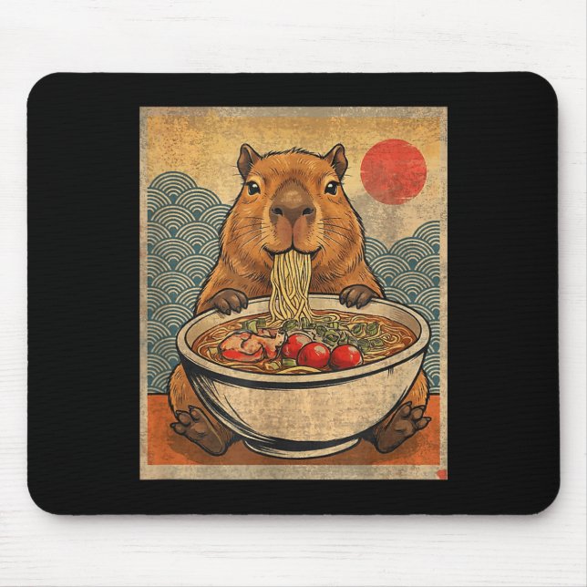 Capybara Ramen Japanese Funny Graphic Kawaii Anime Mouse Pad (Front)