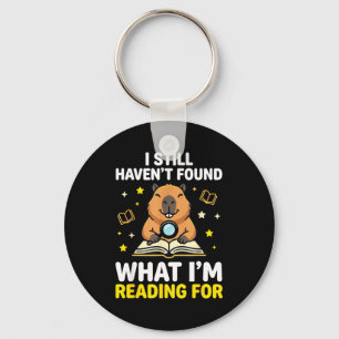 Capybara reading funny book lover women men kids keychain