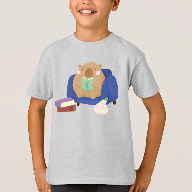 Capybara Reading T-Shirt (Front)