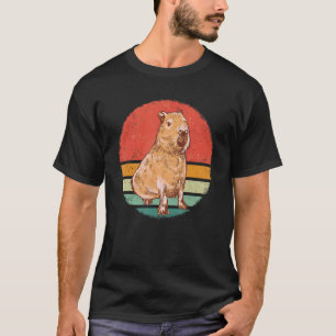 Capybara Rodent Animal Retro Sunset T-Shirt