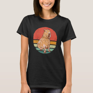 Capybara Rodent Animal Retro Sunset T-Shirt