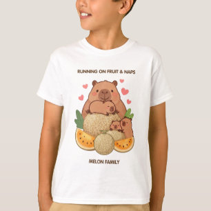Capybara Running on Fruit and Naps Melon Family Ma T-Shirt