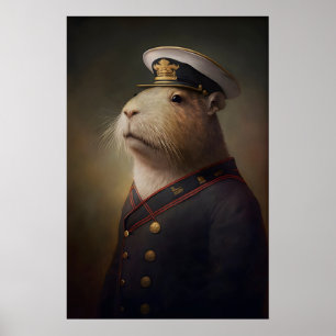 Capybara Sailor Vintage Poster, Art Poster Print