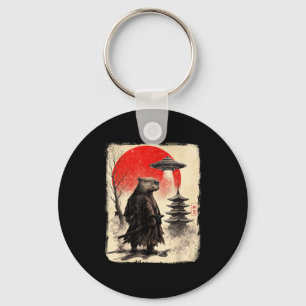 Capybara Samurai Retro Ufo Japanese Warrior Tenshu Keychain