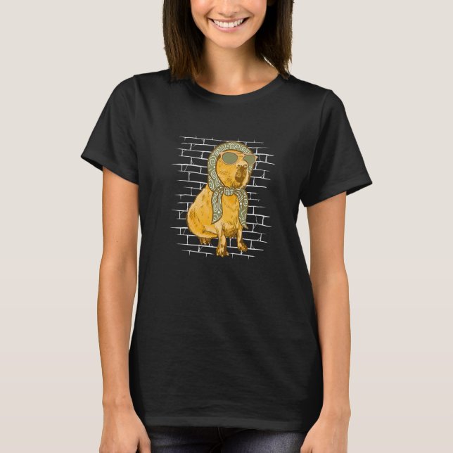 Capybara Scarf Sunglasses  Guinea Pig Animal Capyb T-Shirt (Front)