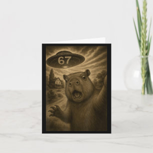 Capybara Selfie 67 Meme Six Seven Funny Ufo Card