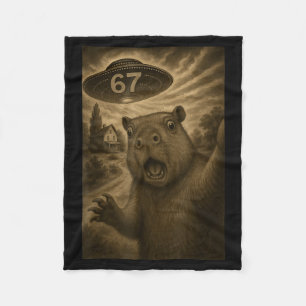 Capybara Selfie 67 Meme Six Seven Funny Ufo  Fleece Blanket