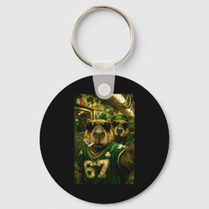 Capybara selfie st. patrick's day hip hop gangster keychain