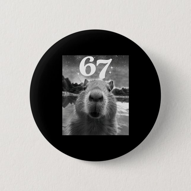 Capybara Selfie With 67 Meme Capy Graphic For Men  2 Inch Round Button (Front)