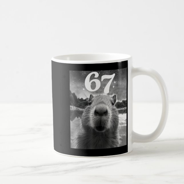 Capybara Selfie With 67 Meme Capy Graphic For Men  Coffee Mug (Right)