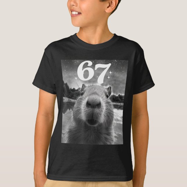 Capybara Selfie With 67 Meme Capy Graphic For Men  T-Shirt (Front)