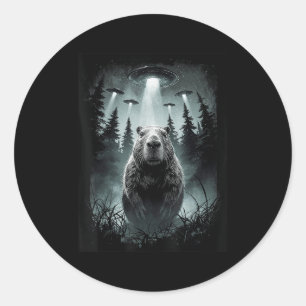 Capybara Selfie With Alien Ufo Funny Capybara Gift Classic Round Sticker