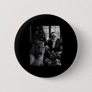 Capybara Selfie With Santa Funny Capybara For Men 2 Inch Round Button