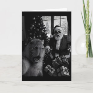 Capybara Selfie With Santa Funny Capybara For Men Card
