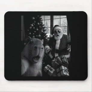 Capybara Selfie With Santa Funny Capybara For Men Mouse Pad