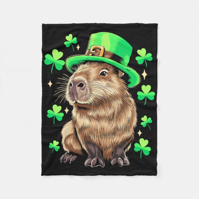 Capybara Shamrock Irish St Patricks Day  Fleece Blanket (Front)