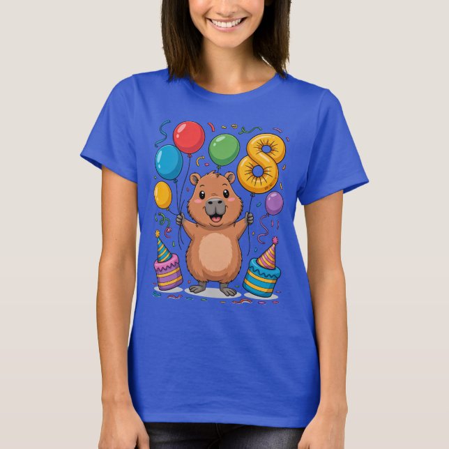 Capybara Shirt for Girls 8 Birthday Celebration (Front)