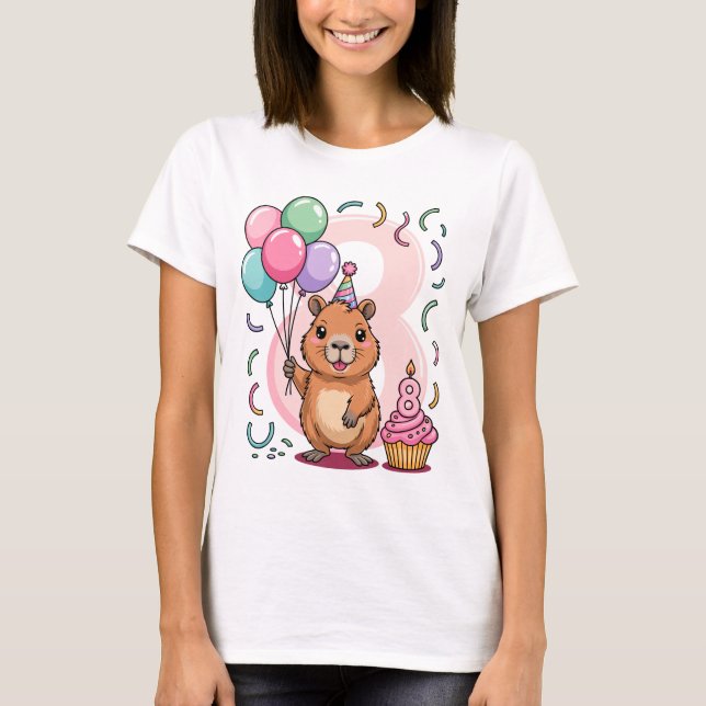 Capybara Shirt for Girls 8 Birthday Party Fun (Front)