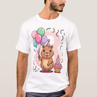 Capybara Shirt for Girls 8 Birthday Party Fun
