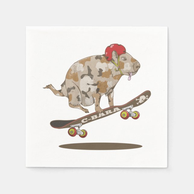 Capybara Skateboard ollie Napkin (Front)