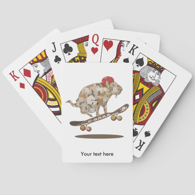 Capybara Skateboard Ollie Playing Cards (Back)