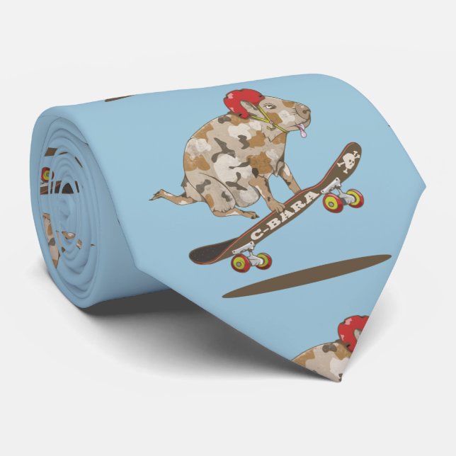 Capybara Skateboard ollie Tie (Rolled)