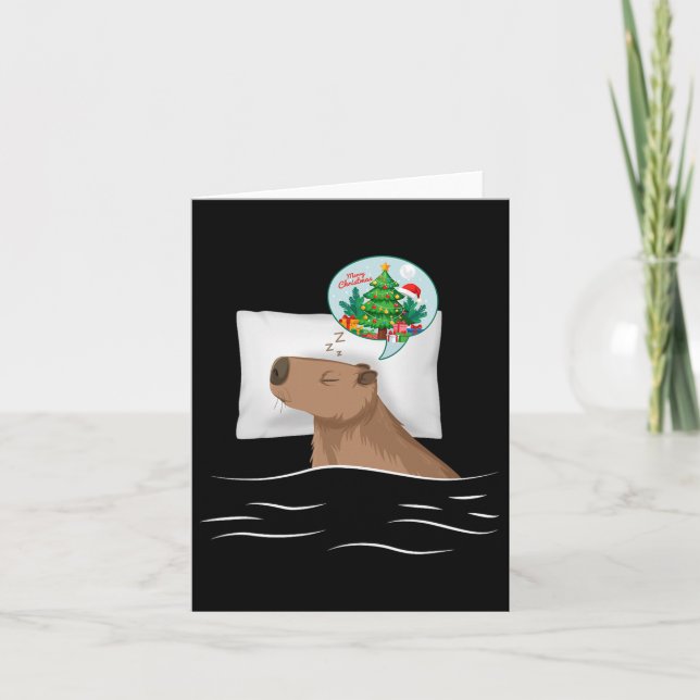 Capybara Sleep Night Xmas Rodent Christmas Dream C Card (Front)