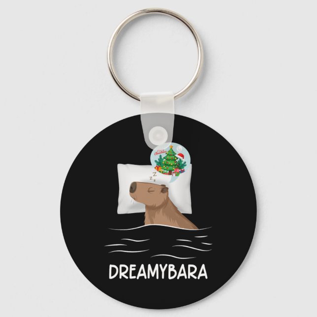 Capybara Sleep Night Xmas Rodent Christmas Dream C Keychain (Front)