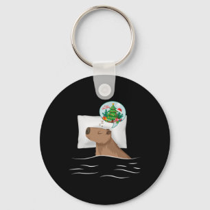 Capybara Sleep Night Xmas Rodent Christmas Dream C Keychain