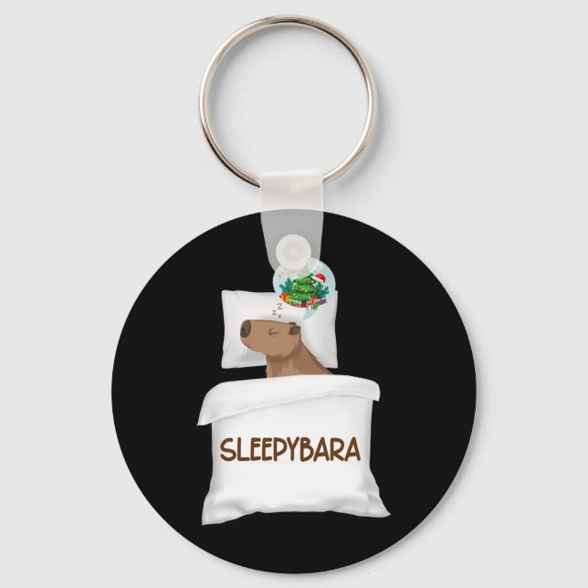 Capybara Sleep Night Xmas Rodent Christmas Dream S Keychain (Front)