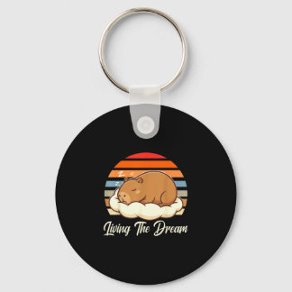 Capybara sleepybara living the dream retro vintage keychain