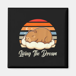 Capybara sleepybara living the dream retro vintage magnet