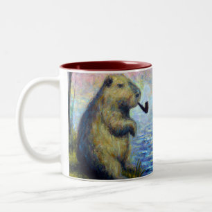 Capybara Smoking a Pipe Two-Tone Coffee Mug