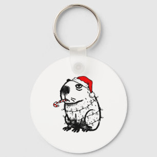 Capybara Smoking Christmas Ugly Cigarette Gen Z Keychain