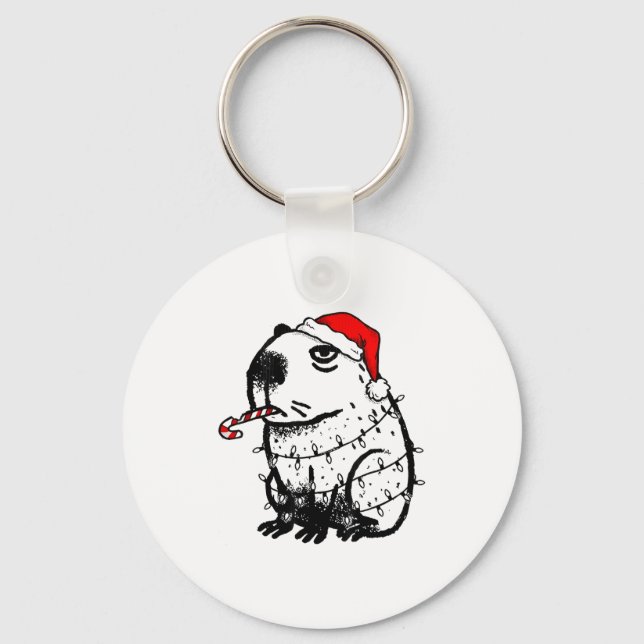 Capybara Smoking Christmas Ugly Cigarette Gen Z  Keychain (Front)