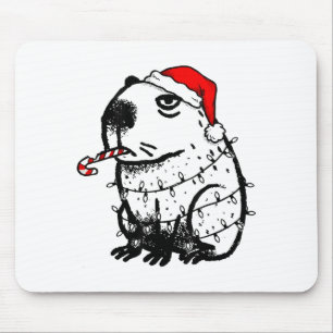 Capybara Smoking Christmas Ugly Cigarette Gen Z Mouse Pad